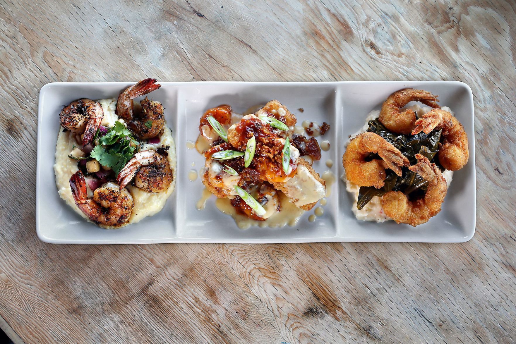 Shrimp and grits Trio